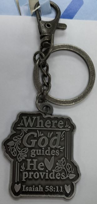 Alloy (Pewter like) keychain WHERE GOD GUIDES